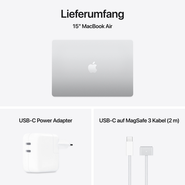 MacBook Air 15" mit M4 Chip, 10-Core CPU und 10-Core GPU, 16GB, 256GB SSD, silber>