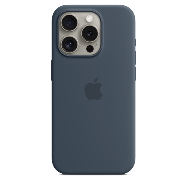 Sie sehen das Produktbild 02 von Apple iPhone 15 Pro Silikon Case mit MagSafe, sturmblau Apple iPhone 15 Pro Silikon Case mit MagSafe, sturmblau