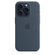 Sie sehen das Produktbild 03 von Apple iPhone 15 Pro Silikon Case mit MagSafe, sturmblau Apple iPhone 15 Pro Silikon Case mit MagSafe, sturmblau