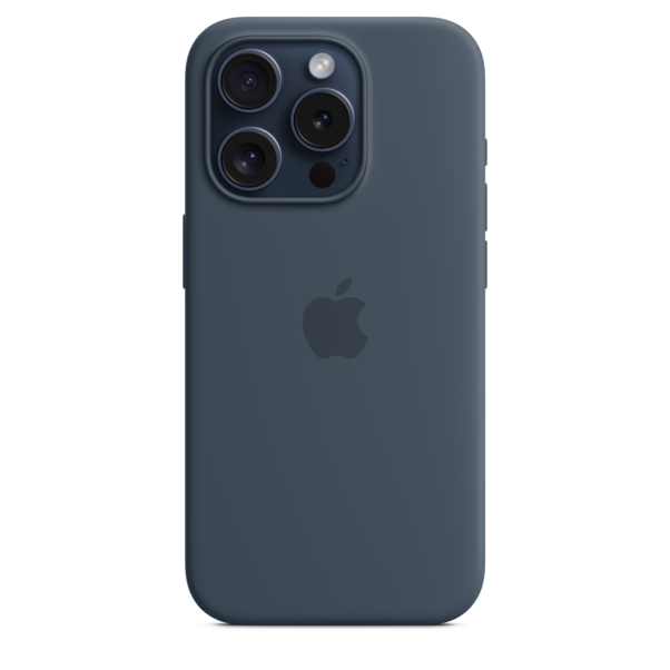 Sie sehen das Produktbild 03 von Apple iPhone 15 Pro Silikon Case mit MagSafe, sturmblau Apple iPhone 15 Pro Silikon Case mit MagSafe, sturmblau