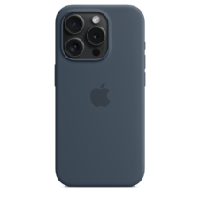 Sie sehen das Produktbild 05 von Apple iPhone 15 Pro Silikon Case mit MagSafe, sturmblau Apple iPhone 15 Pro Silikon Case mit MagSafe, sturmblau