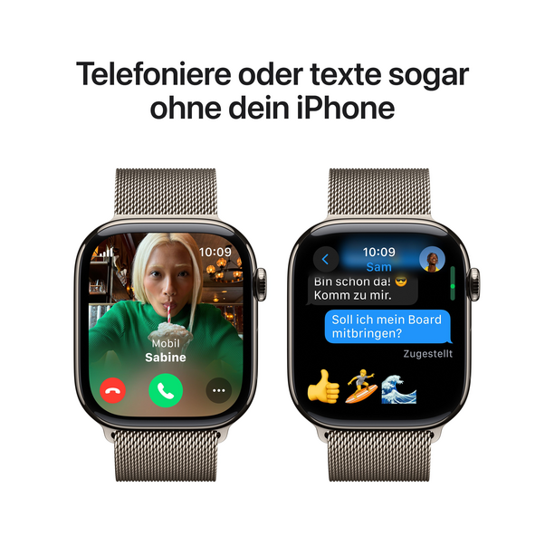 Sie sehen das Produktbild 14 von Apple Watch Series 10 GPS + Cellular, Titan natur, 46mm mit Milanaise-Armband, natur - M/L> Apple Watch Series 10 GPS + Cellular, Titan natur, 46mm mit Milanaise-Armband, natur - M/L>