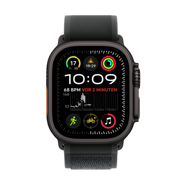 Apple Watch Ultra 2 GPS + Cellular, Titan schwarz, 49mm mit Trail-Armband, schwarz - M/L>