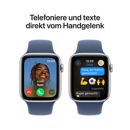 Apple Watch SE GPS, Aluminium silber, 44mm mit Sportarmband, denim - S/M>