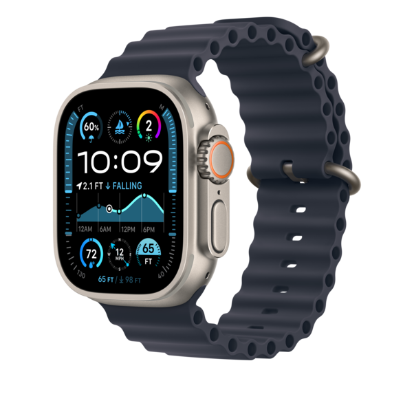 Apple Watch 49mm Verlängerung Ocean-Armband, blau - Gehäusefarbe natur