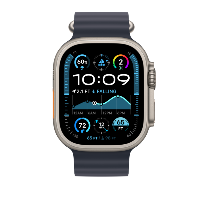 Apple Watch 49mm Verlängerung Ocean-Armband, blau - Gehäusefarbe natur