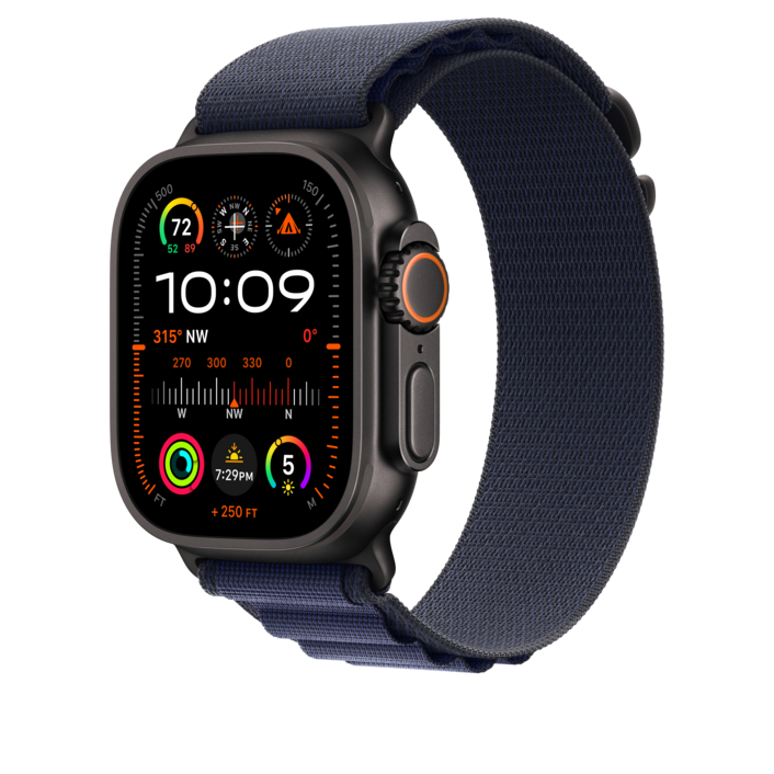 Apple Watch 49mm Alpin-Loop, marine - medium - Gehäusefarbe schwarz