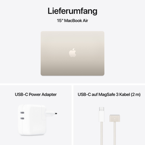 MacBook Air 15" mit M4 Chip, 10-Core CPU und 10-Core GPU, 16GB, 512GB SSD, polarstern>