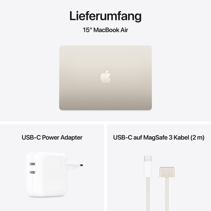 MacBook Air 15" mit M4 Chip, 10-Core CPU und 10-Core GPU, 16GB, 512GB SSD, polarstern
