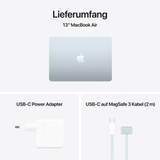 MacBook Air 13" mit M4 Chip, 10-Core CPU und 10-Core GPU, 24GB, 512GB SSD, himmelblau