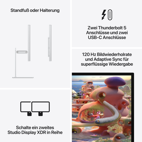 Sie sehen das Produktbild 08 von Studio Display XDR, Nanotexturglas, Neig- und höhenverstellbarer Standfuß Studio Display XDR, Nanotexturglas, Neig- und höhenverstellbarer Standfuß