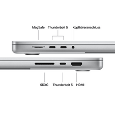 MacBook Pro 16" mit M5 Pro chip, 18-core CPU und 20-core GPU, 48GB, 1TB SSD, Silber