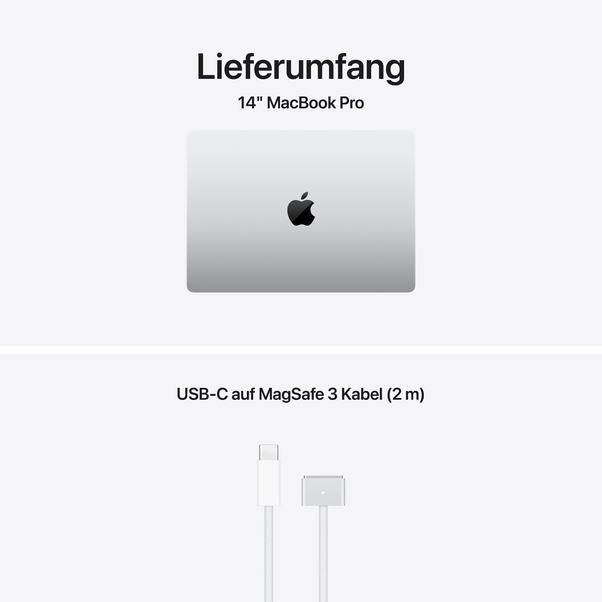 MacBook Pro 14" mit M5 Max chip, 18-core CPU und 32-core GPU, 36GB, 2TB SSD, Silber