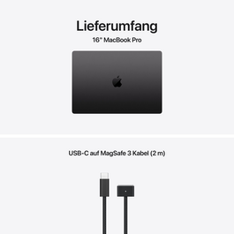 MacBook Pro 16" mit M5 Max chip, 18-core CPU und 32-core GPU, 36GB, 2TB SSD, Space Schwarz