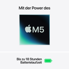 MacBook Air 13" mit M5 chip, 10-core CPU und 8-core GPU, 16GB, 512GB SSD, Mitternacht