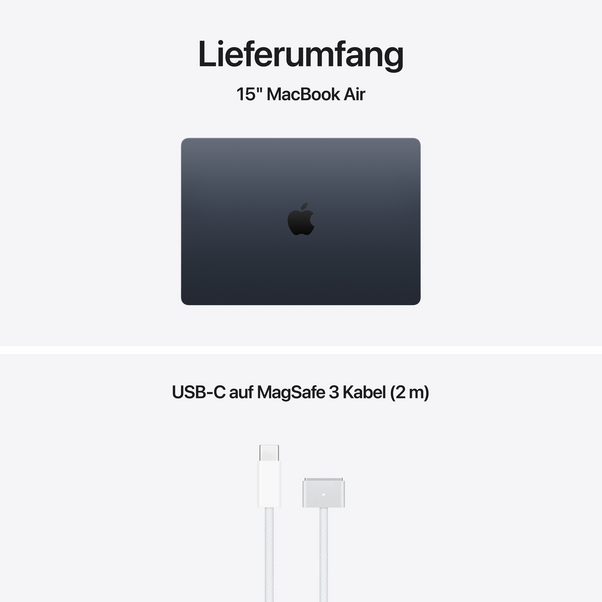MacBook Air 15" mit M5 chip, 10-core CPU und 10-core GPU, 16GB, 512GB SSD, Mitternacht