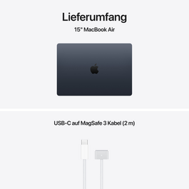 15" MacBook Air: Apple M5 Chip mit 10‑Core CPU und 10‑Core GPU, 512 GB SSD - Mitternacht