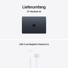 MacBook Air 13" mit M5 chip, 10-core CPU und 10-core GPU, 16GB, 1TB SSD, Mitternacht