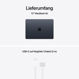 MacBook Air 13" mit M5 chip, 10-core CPU und 10-core GPU, 16GB, 1TB SSD, Mitternacht