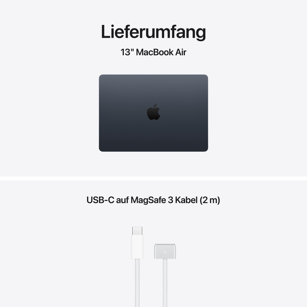 MacBook Air 13" mit M5 chip, 10-core CPU und 10-core GPU, 24GB, 1TB SSD, Mitternacht
