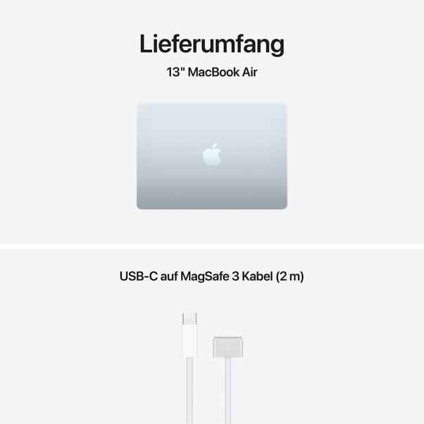MacBook Air 13" mit M5 chip, 10-core CPU und 10-core GPU, 24GB, 1TB SSD, Himmelblau