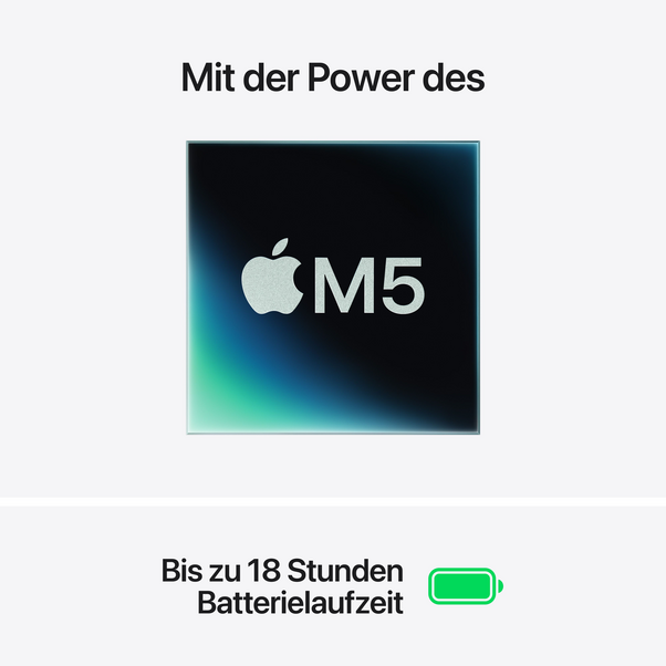 MacBook Air 13" mit M5 chip, 10-core CPU und 10-core GPU, 24GB, 1TB SSD, Polarstern