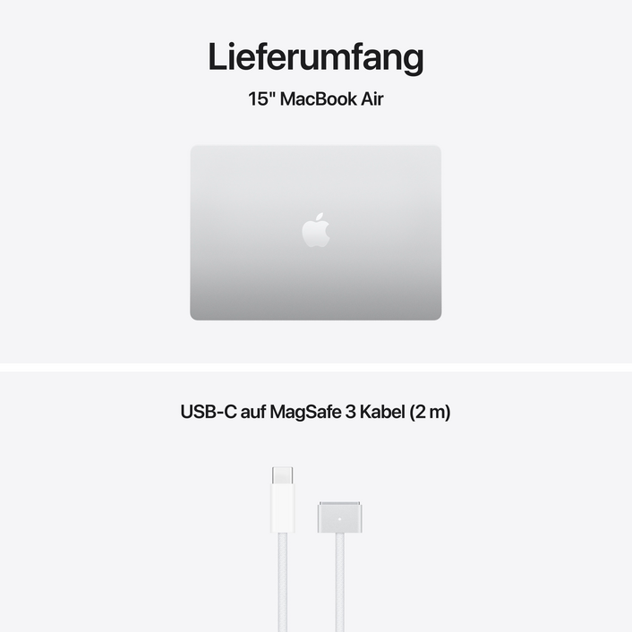 MacBook Air 15" mit M5 chip, 10-core CPU und 10-core GPU, 16GB, 512GB SSD, Silber