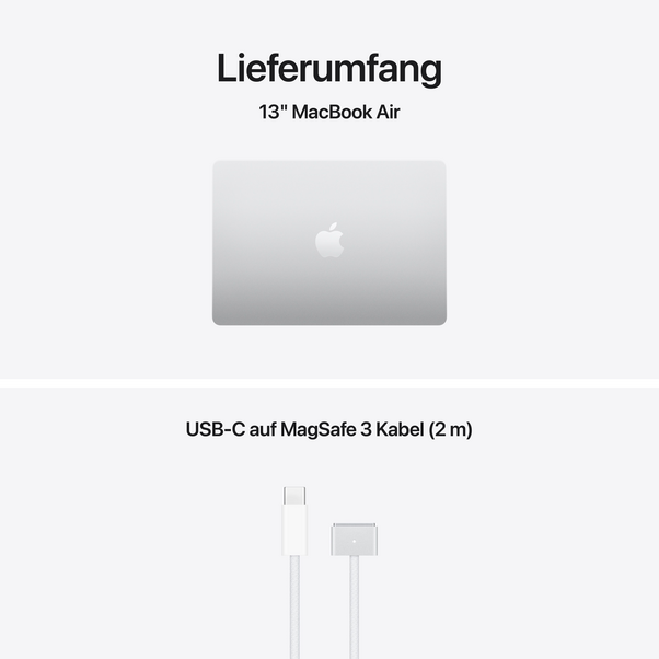 MacBook Air 13" mit M5 chip, 10-core CPU und 10-core GPU, 24GB, 1TB SSD, Silber