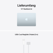MacBook Air 13" mit M5 chip, 10-core CPU und 8-core GPU, 16GB, 512GB SSD, Himmelblau