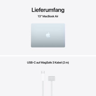 MacBook Air 13" mit M5 chip, 10-core CPU und 8-core GPU, 16GB, 512GB SSD, Himmelblau