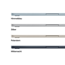 Sie sehen das Produktbild 03 von MacBook Air 15" mit M5 chip, 10-core CPU und 10-core GPU, 16GB, 512GB SSD, Polarstern MacBook Air 15" mit M5 chip, 10-core CPU und 10-core GPU, 16GB, 512GB SSD, Polarstern