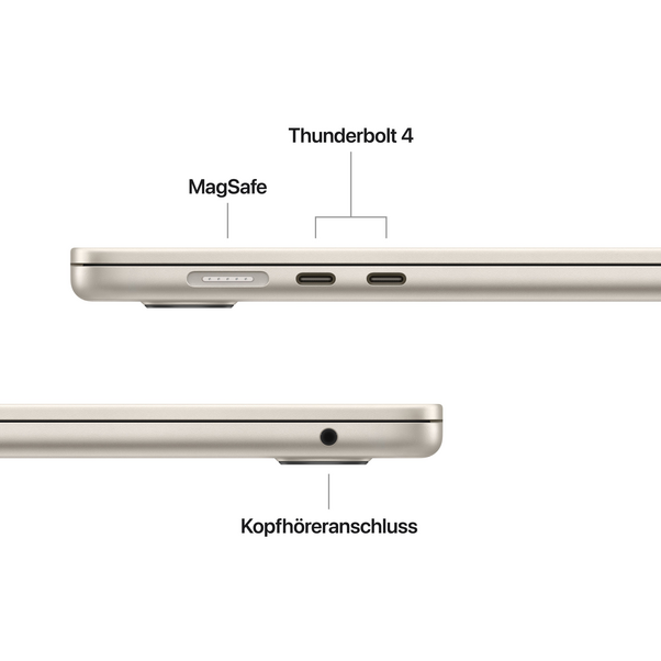 Sie sehen das Produktbild 06 von MacBook Air 15" mit M5 chip, 10-core CPU und 10-core GPU, 16GB, 512GB SSD, Polarstern MacBook Air 15" mit M5 chip, 10-core CPU und 10-core GPU, 16GB, 512GB SSD, Polarstern