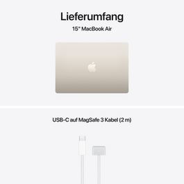 MacBook Air 15" mit M5 chip, 10-core CPU und 10-core GPU, 16GB, 512GB SSD, Polarstern