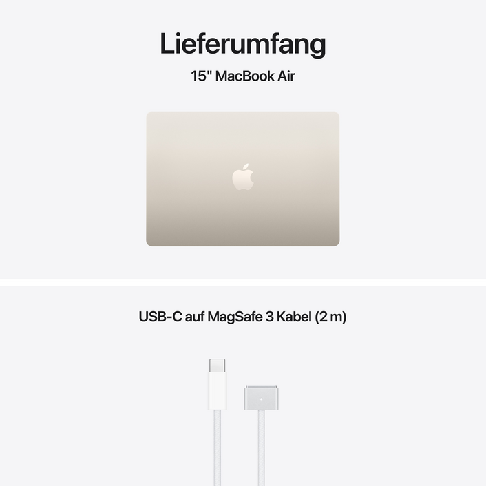 MacBook Air 15" mit M5 chip, 10-core CPU und 10-core GPU, 16GB, 512GB SSD, Polarstern