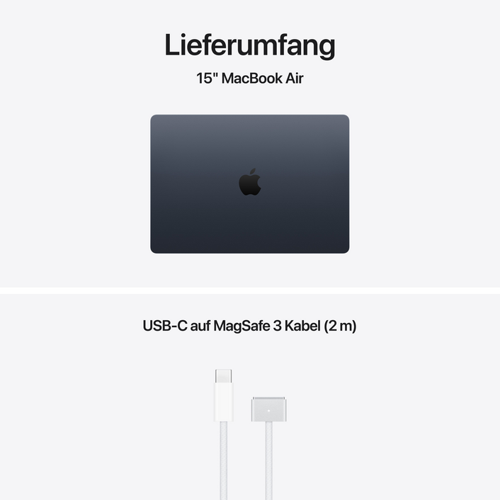 MacBook Air 15" mit M5 chip, 10-core CPU und 10-core GPU, 16GB, 1TB SSD, Mitternacht