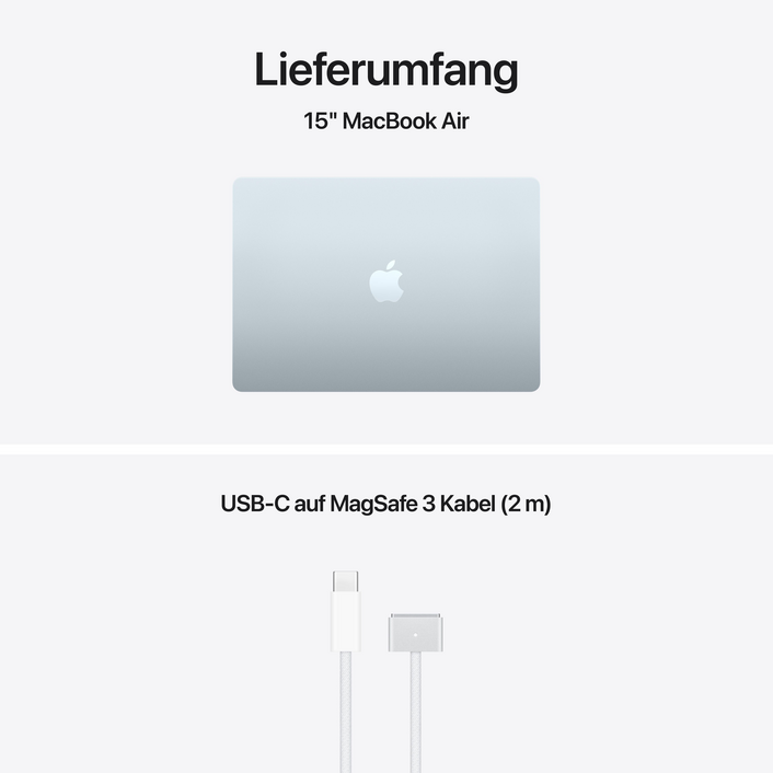 MacBook Air 15" mit M5 chip, 10-core CPU und 10-core GPU, 16GB, 1TB SSD, Himmelblau