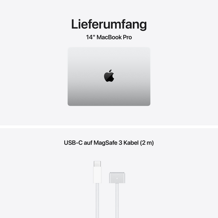 MacBook Pro 14" mit M5 Pro chip, 15-core CPU und 16-core GPU, 24GB, 2TB SSD, Silber