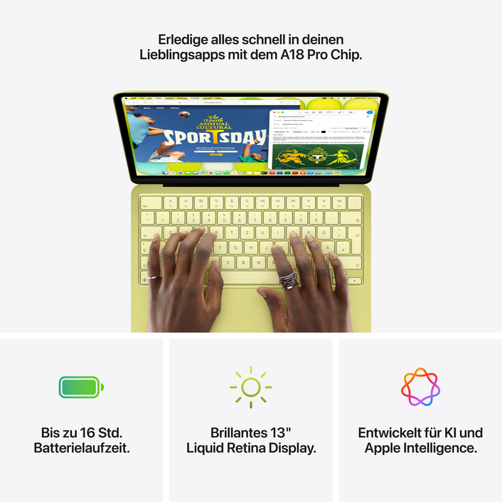 MacBook Neo 13" mit A18 Pro chip, 6-core CPU und 5-core GPU, 8GB, 512GB SSD, Touch ID, Indigo
