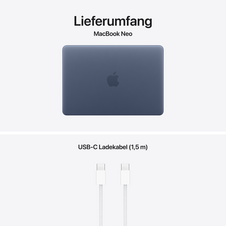 MacBook Neo 13" mit A18 Pro chip, 6-core CPU und 5-core GPU, 8GB, 512GB SSD, Touch ID, Indigo