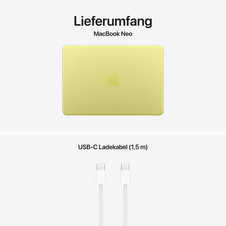 MacBook Neo 13" mit A18 Pro chip, 6-core CPU und 5-core GPU, 8GB, 512GB SSD, Touch ID, Citrus