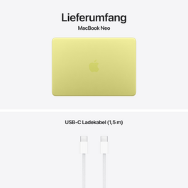 MacBook Neo 13" mit A18 Pro chip, 6-core CPU und 5-core GPU, 8GB, 512GB SSD, Touch ID, Citrus
