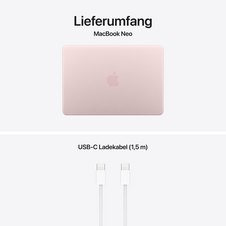 MacBook Neo 13" mit A18 Pro chip, 6-core CPU und 5-core GPU, 8GB, 256GB SSD, Blush