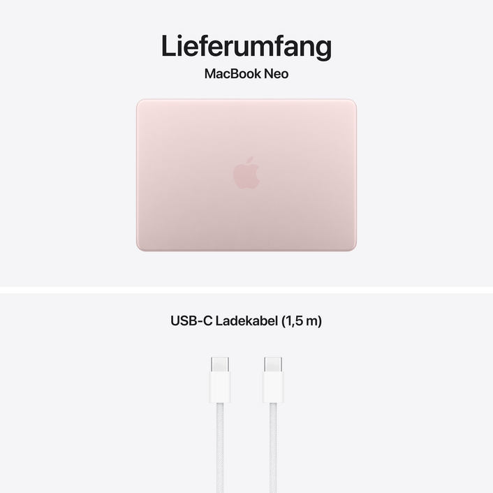 MacBook Neo 13" mit A18 Pro chip, 6-core CPU und 5-core GPU, 8GB, 256GB SSD, Blush