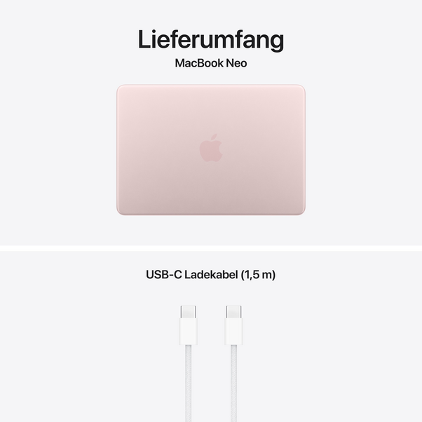 MacBook Neo 13" mit A18 Pro chip, 6-core CPU und 5-core GPU, 8GB, 512GB SSD, Touch ID, Blush