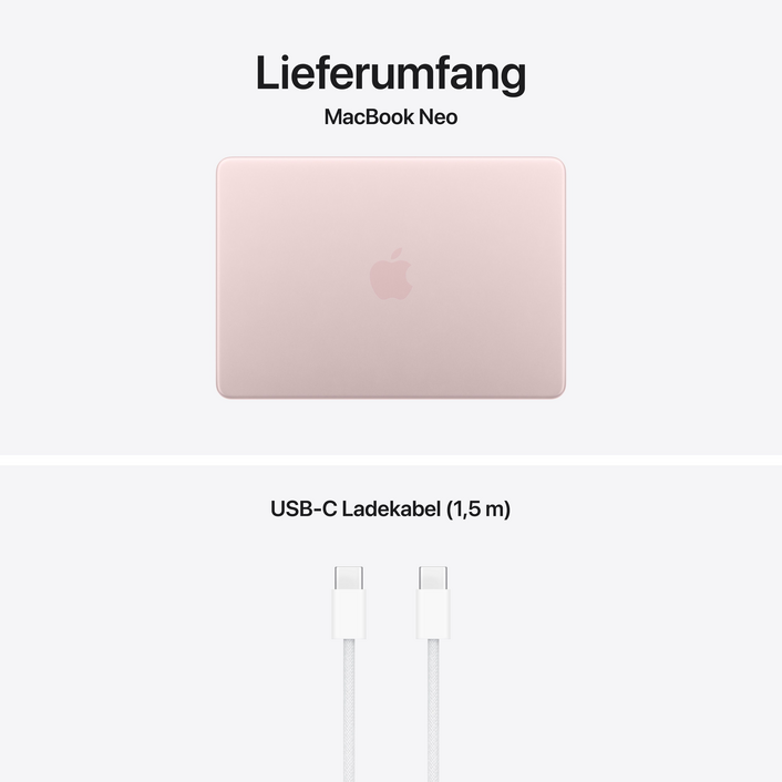 MacBook Neo 13" mit A18 Pro chip, 6-core CPU und 5-core GPU, 8GB, 512GB SSD, Touch ID, Blush