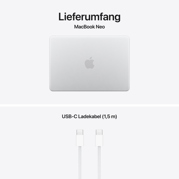 MacBook Neo 13" mit A18 Pro chip, 6-core CPU und 5-core GPU, 8GB, 256GB SSD, Silber