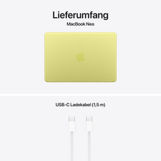 MacBook Neo 13" mit A18 Pro chip, 6-core CPU und 5-core GPU, 8GB, 256GB SSD, Citrus