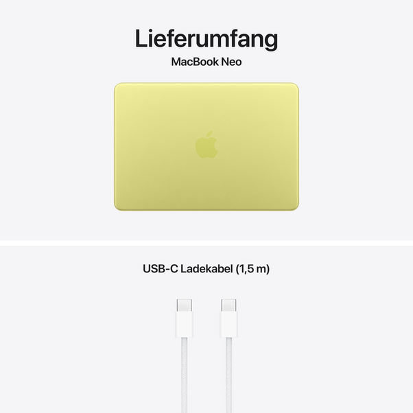 MacBook Neo 13" mit A18 Pro chip, 6-core CPU und 5-core GPU, 8GB, 256GB SSD, Citrus