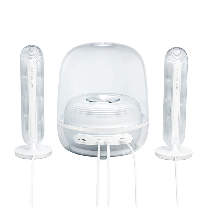 Harman/Kardon Soundsticks 5, 2.1-Kanal-Bluetooth-Lautsprecher mit HDMI und Beleuchtung, weiss