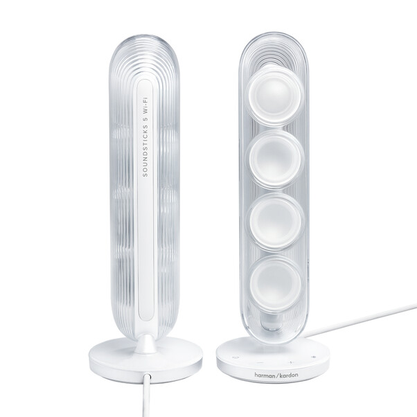 Sie sehen das Produktbild 05 von Harman/Kardon Soundsticks 5, 2.1-Kanal-Bluetooth-Lautsprecher mit HDMI und Beleuchtung, weiss Harman/Kardon Soundsticks 5, 2.1-Kanal-Bluetooth-Lautsprecher mit HDMI und Beleuchtung, weiss